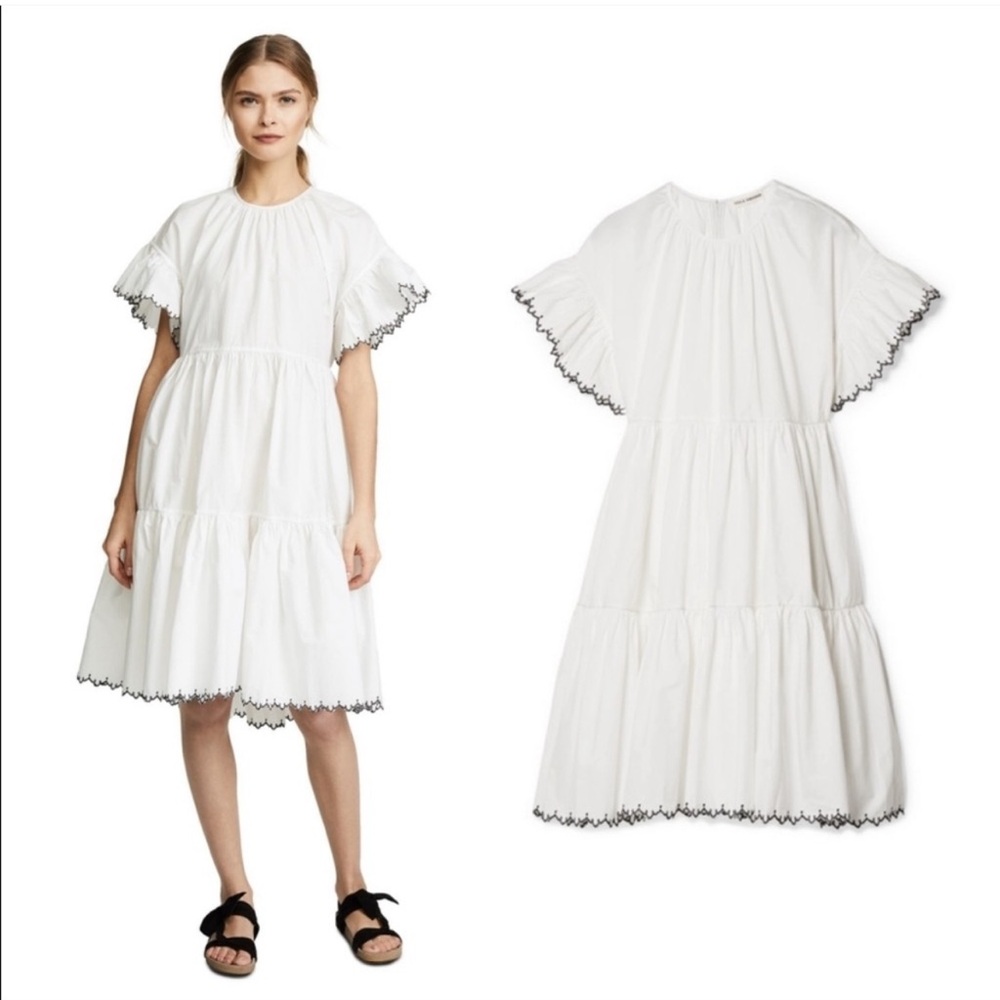 Ulla Johnson Dress Size 8 Rosemarie White Embroidered - Picture 3 of 6